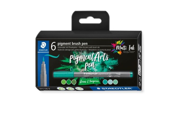 ΣΕΤ ΜΑΡΚΑΔΟΡΟΙ PIGMENT BRUSH PEN GREENS & TURQUOISES 6 ΧΡΩΜΑΤΑ