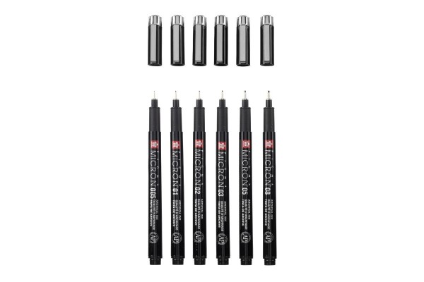 ΜΑΡΚΑΔΟΡΟΣ SAKURA PIGMA MICRON BLACK EDITION FREE CASE SET 6 (005-01-02-03-05-08)