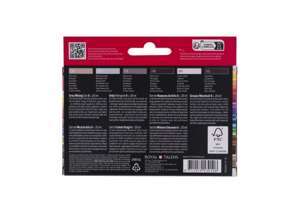 ΣΕΤ ΑΚΡΥΛΙΚΑ AMSTERDAM 6x20ml Grey Mixing