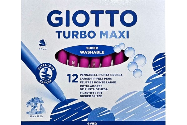 ΜΑΡΚΑΔΟΡΟΙ ΖΩΓΡΑΦΙΚΗΣ ΧΟΝΔΡΟΙ MAGENTA 12ΤΕΜ GIOTTO TURBO MAXI ΠΛΕΝΟΜΕΝΟΙ