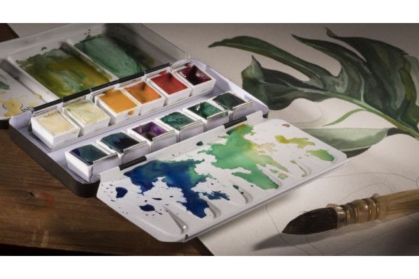 ΣΕΤ REMBRANDT WATERCOLOUR METAL TIN OPAQUE WHITE MIXING COLOUR SELECTION | 12 PANS - BRUSH