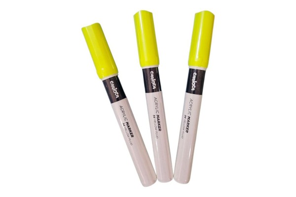 ΜΑΡΚΑΔΟΡΟΙ 2ΜΜ ΑΚΡΥΛΙΚΟΙ CARIOCA ΚΙΤΡΙΝΟ  FLUO  ΓΙΑ ΟΛΕΣ ΤΙΣ  ΕΠΙΦΑΝΕΙΕΣ