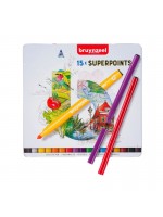ΜΑΡΚΑΔΟΡΟΙ BRUYNZEEL SUPER POINT FELT TIP ΣΕ ΜΕΤΑΛΛΙΚΗ ΚΑΣΕΤΙΝΑ 15 ΤΕΜ