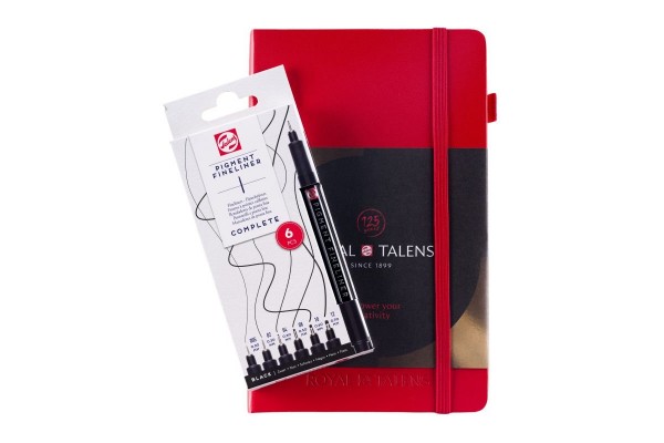 TALENS PIGMENT FINELINER SET 6 RULED JOURNAL 13X21 CM