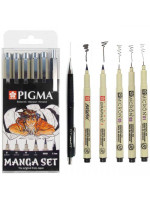 ΜΑΡΚΑΔΟΡΑΚΙΑ MANGA PIGMA MICRON BLACK ΣΕΤ6 (0.1, 0.3 ,0.5, 1mm, 1 BRUSH PEN και 1 μηχανικό μολύβι SAKURA 0,7)